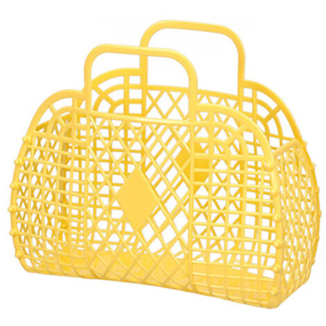 Wiederverwendbarer, faltbarer Aufbewahrungskorb aus Kunststoff, tragbare Tasche für Strand, Zuhause, Einkaufen, Spielzeug, Kleidung, gelb, 250 x 110 x 220 mm