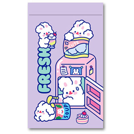 Wiederverwendbarer, selbstklebender PET-Beutel, niedliche Designs, strapazierfähig und geruchsneutral, ideal für Snacks, Maße: 22,3 x 13,5 cm
