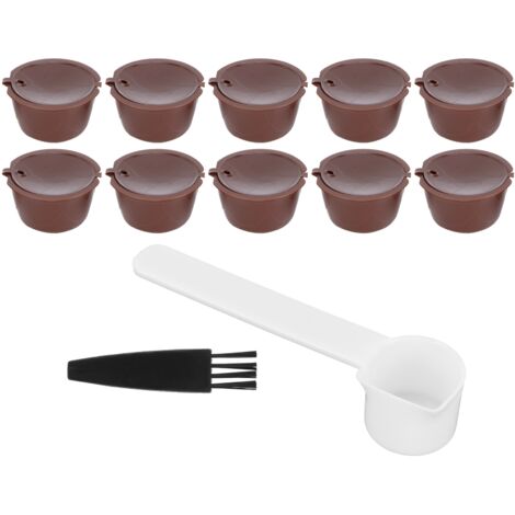 Wiederverwendbares Kaffeefilter-Set mit 10 Kapseln für die DOLCE GUSTO Maschine (inkl. Löffel und Bürste)