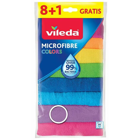 Wiederverwendbares Tuch in Mikrofaserverpackungen 8 PCs + 1 Hommage Vileda Farben