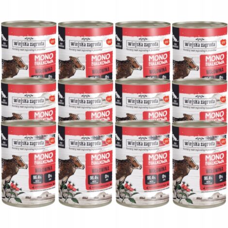 Wiejska Zagroda Alimento umido monoproteico per cani con manzo 12x400g