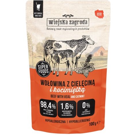 Wiejska Zagroda carne di vitello e erba gatta 100g