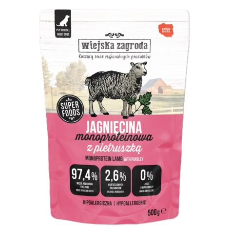 Wiejska Zagroda comida h煤meda para perros Cordero monoprote铆na 6x500g