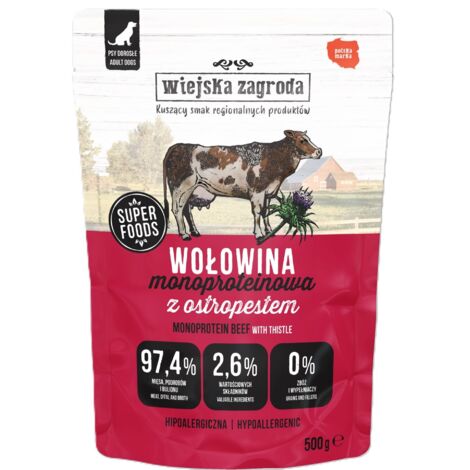 Wiejska Zagroda comida h煤meda para perros Monoprote铆na de ternera 6x500g