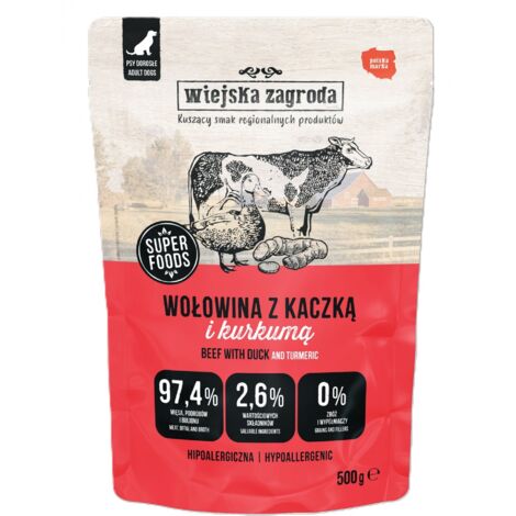 Wiejska Zagroda comida h煤meda para perros Ternera con pato 6x500g