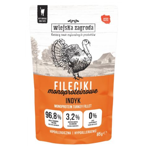 Wiejská Zagroda Filetes comida húmeda para gatos Sobre de 85g - Pavo 85g