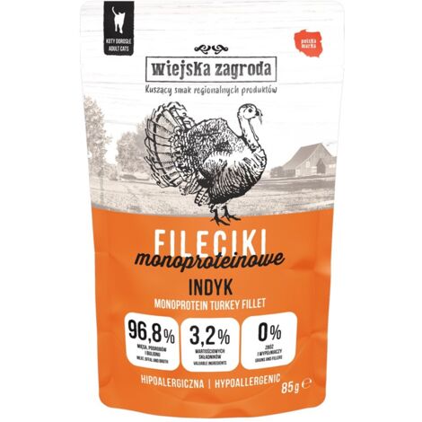Wiejska Zagroda filetti di tacchino cibo umido per gatti 85g