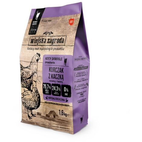 Wiejska Zagroda Nourriture sèche pour chats au poulet et au canard 1,6 kg