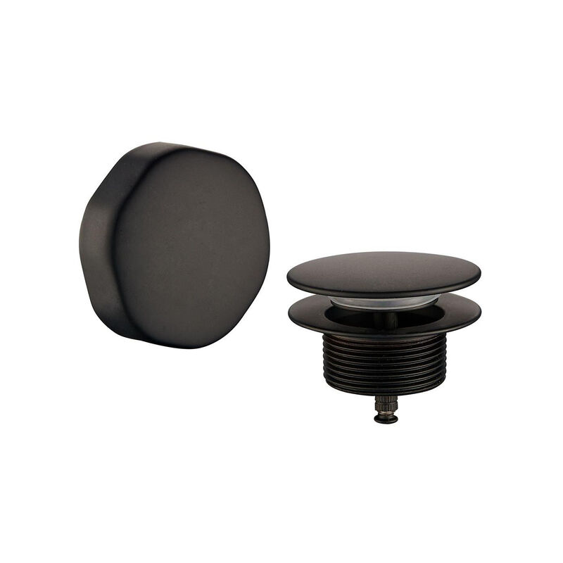 Wiesbaden Vidange de baignoire trop-plein bonde bouton Noir mat