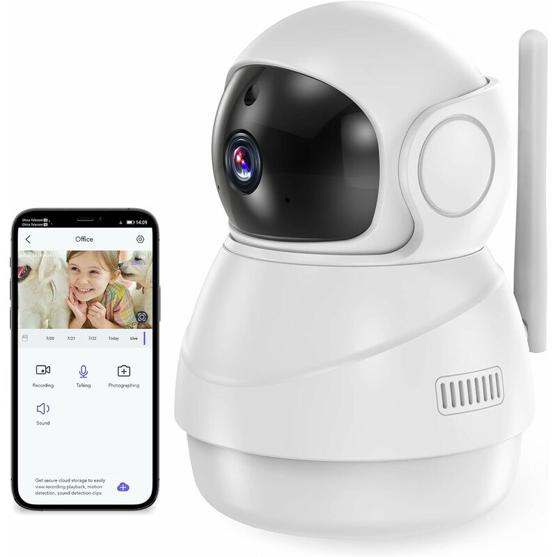 Soleil - WiFi Baby/Elderly/Home/Pet Monitor Camera, Baby Monitor Camera with Motion Tracking/Sound Detection, Two-Way Talk, Night Vision, SD/Cloud