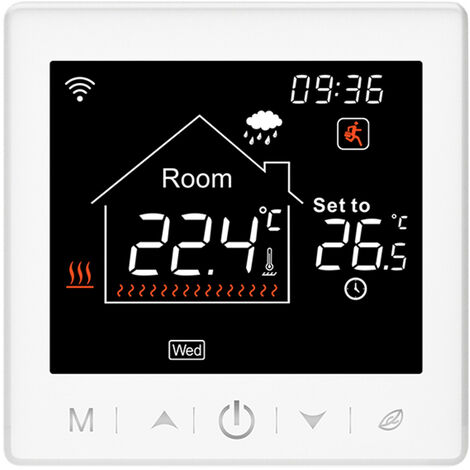 WIFI Calefacción por suelo radiante de agua Termostato 3A con aplicación y control de voz Pantalla LCD de 3,5 pulgadas Termostato programable inteligente Bloqueo para niños