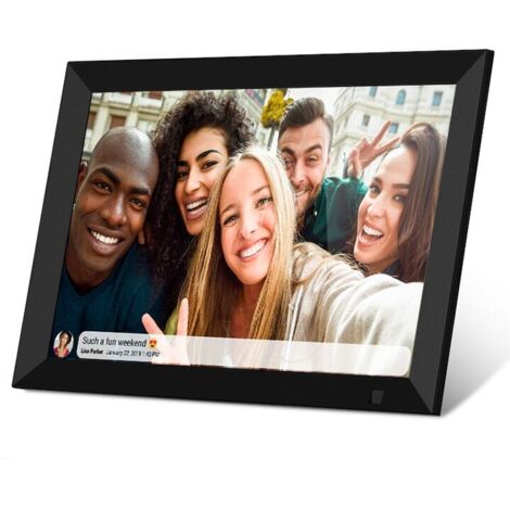 WIFI digitaler Fotorahmen, 10,1 Zoll, 32 GB, 800X1280 HD IPS Touchscreen, Frameo App, microSD, Fotos/Video, Lautsprecher, Schwarz