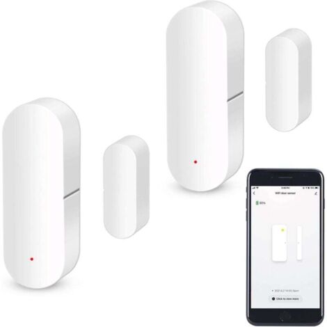 WiFi Door Sensor, Smart Window Contact Sensor, Wireless Alarm, Compatible with Alexa and Google Assistant, No Hub Required, 2-Pack MUMU
