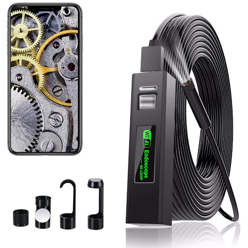 WiFi Endoscope USB Inspection Camera, 2 Megapixel 1200P HD Endoscope Camera, IP68 Waterproof Endoscopic Camera with 8 LEDs for iPhone, Android, iPad,