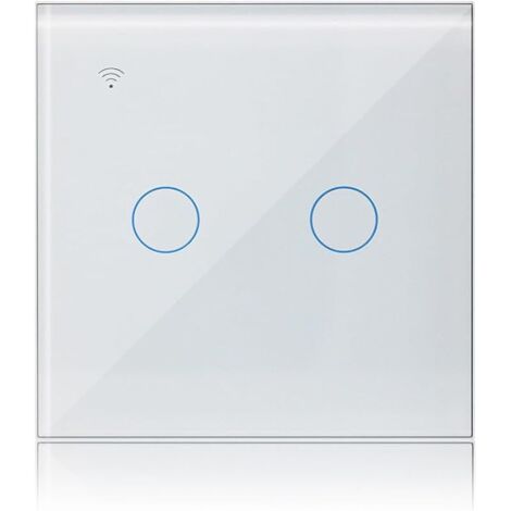 WiFi Interrupteur Tactile Connecté 2 Gang 1 Voies Compatible avec Alexa, Interrupteur Lumineux Mural Tuya Smart Life App Intelligent Contrôle