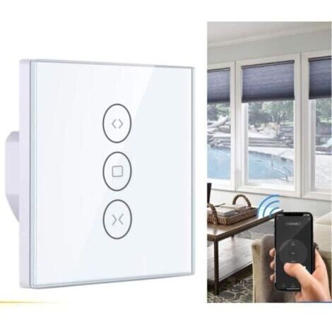WiFi Interrupteur Volet Roulant Connecté,Interrupteur Intelligent Mural de Rideau Compatible avec Alexa,Smart Life,Google Home,Timer