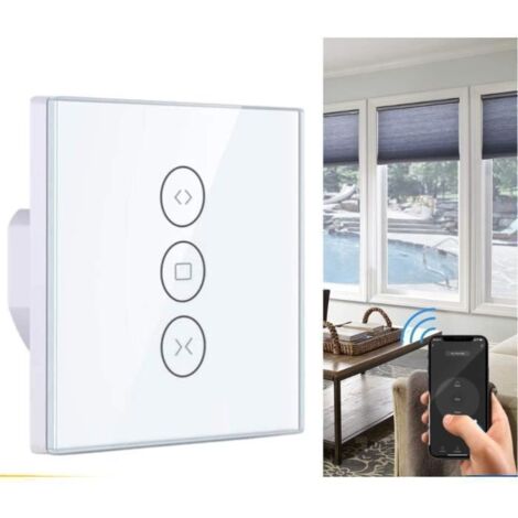 WiFi Interrupteur Volet Roulant Connecté,Interrupteur Intelligent Mural de Rideau Compatible avec Alexa,Smart Life,Google Home,Timer