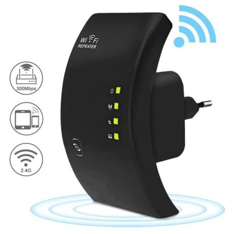 WiFi Repeater, High-Performance WiFi Amplifier, N300 WiFi Extender, WiFi Signal Booster, 1 Ethernet Port, Range Up to 200m², Easy Installation, Compatible with All Internet Routers