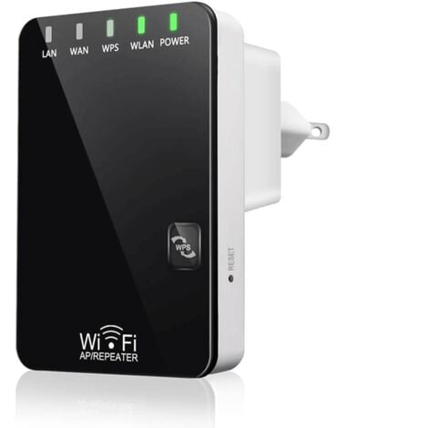SJQKA WiFi Repeater, Powerful Wireless Amplifier, WiFi Extender Booster 300Mbps 2.4GHz, 2 Ethernet Ports, WPS, Easy to Install, Compatible with All Routers, AP/Router/Repeater Mode