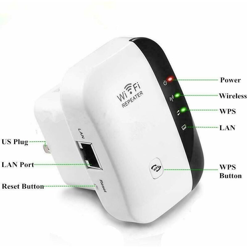 Image of Benovo - WiFi Repeater wlan Range Extender 300Mbps con Porta 2.4GHz Wireless-N Ripetitore