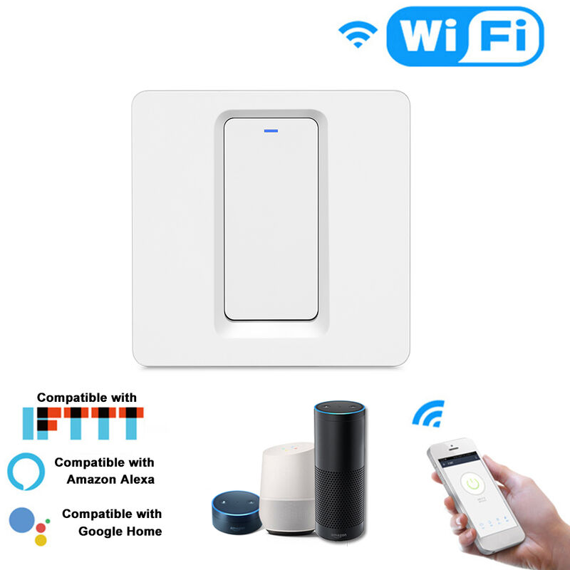 

WiFi Smart Home Interruptor de luz Boton pulsador Smart Life / Tuya APP Control remoto Interruptor de pared Compatible con Alexa Google Home para