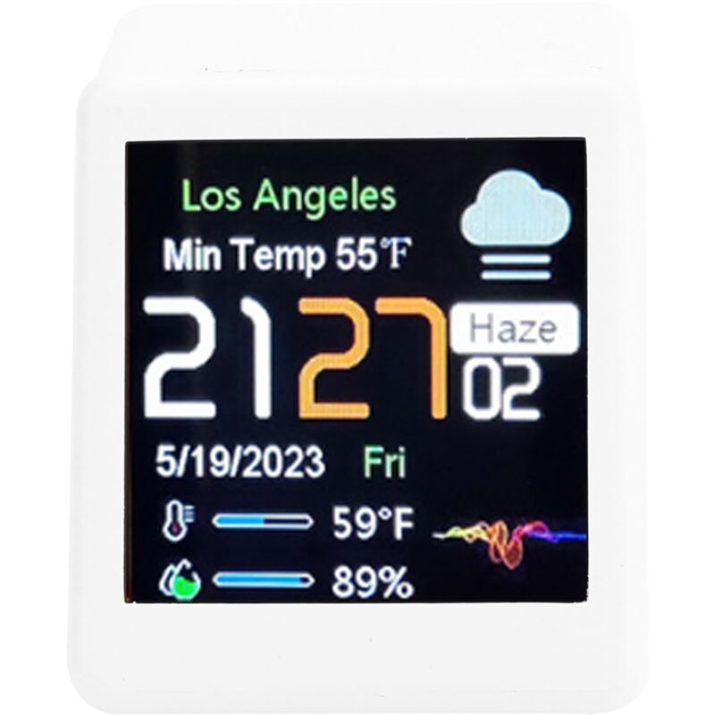 WiFi Smart Weather Station, Thermomètre Extérieur Intérieur Numérique, Moniteur d'humidité à Température avec Horloge, écran D'écran D'écran