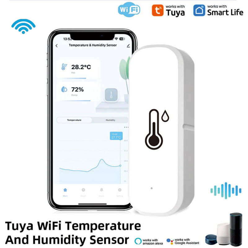 WiFi Thermometer Hygrometer (1 Sensor) - Indoor/Outdoor Sensor App Alarms for Greenhouse, Wine Cellar and more