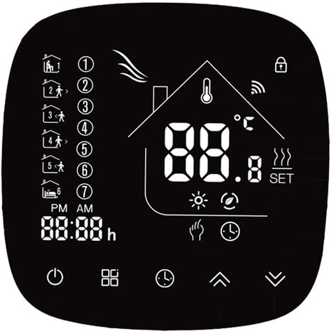 Wifi Thermostat with Touchscreen LCD Display Weekly Programmable Energy Saving Smart Temperature Controller for Electric Heating 16A,model: 5