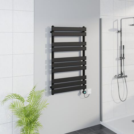 WiFi Thermostatic Flat Towel Rail Timer Black 1000x600mm