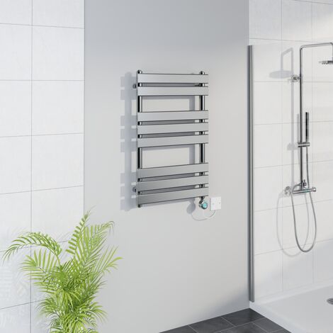WiFi Thermostatic Flat Towel Rail Timer Chrome 800x500mm
