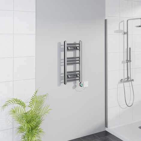 WiFi Thermostatic Straight Towel Rail Timer Chrome 600x300mm