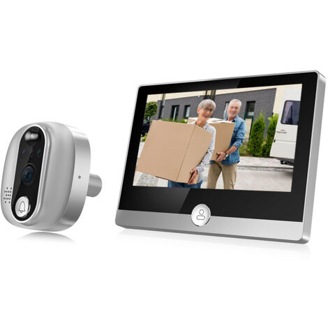 WiFi Video Doorbell for Apartment 2.4GHz Peephole Camera 4.3-inch IPS Display Tuya APP 1080P Visible Night Vision Peephole Camera Motion Detection 2-way Audio Built-in Battery Rechargeable