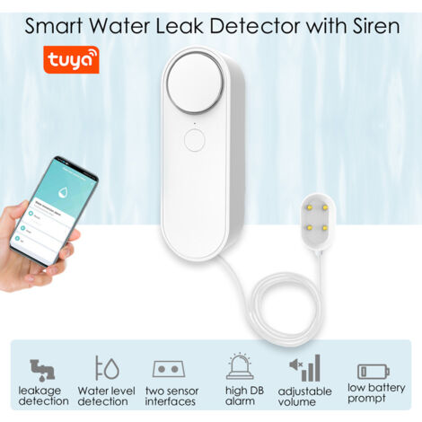 WiFi-Wasserleckdetektor, Hochwassersensor, Wasserstandsalarm, Fernbenachrichtigung per Handy-App, Unterstützung von tuya, IFTTT. smart life und anderen intelligenten Sprachsteuerungen