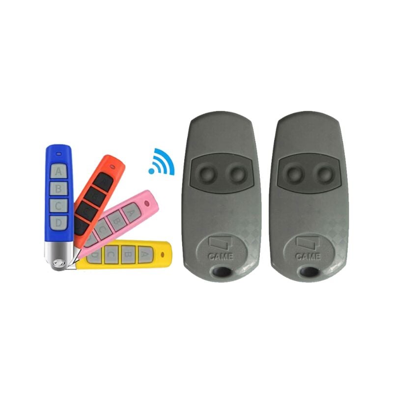 A set of 2 portable remote controls, multi-frequency copy remote control compatible with 433.92MHzEE