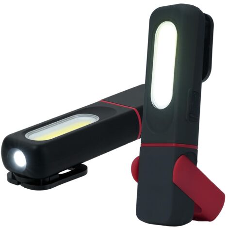 Wigearss 2 Pièces Lampe de Travail Rechargeable, Lampe de Poche COB, 4 Modes d'Éclairage avec Base Magnétique et Crochet, Lampe de Travail LED Portable pour Réparation, Garage, Camping