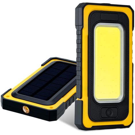 Wigearss Lampe Torche LED Solaire Rechargeable, Lampe de Poche COB Portable avec Crochet et Aimant, Lampes LED Rechargeables pour Urgences, Atelier, Camping