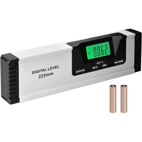 Wigearss Niveau Magnétique Numérique, Aiguille de Biseau avec Base Magnétique, Écran LED et Rétroéclairage, Inclinomètre Numérique pour Menuiserie, Bâtiment, 225 mm