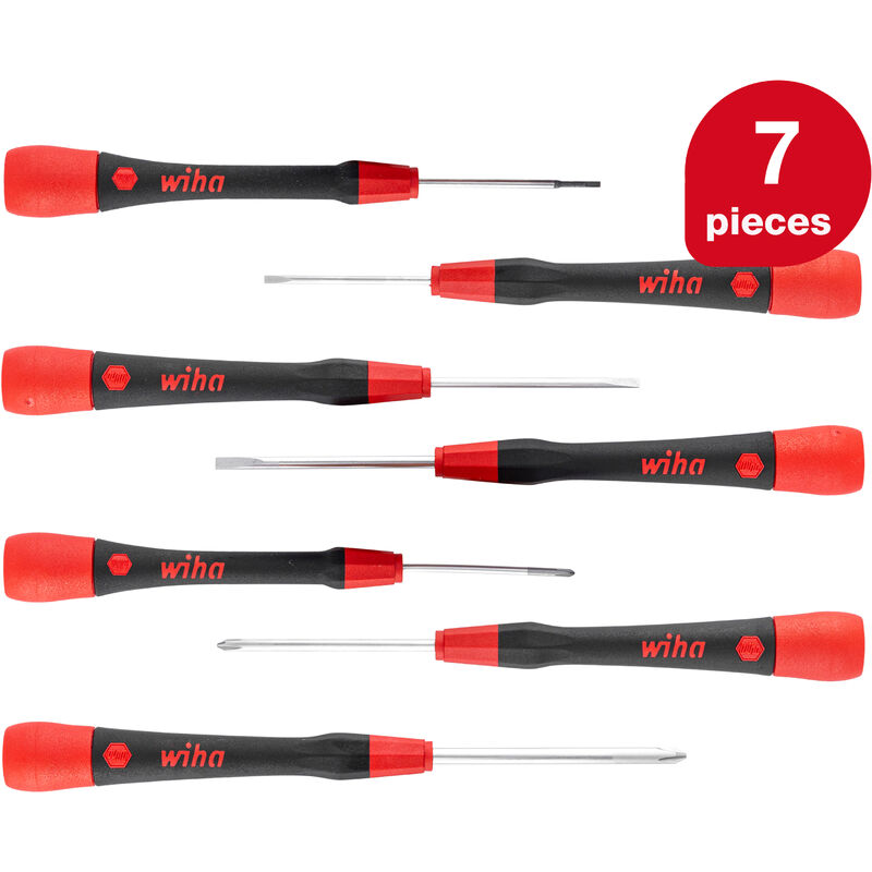 Wiha - Fine screwdriver set PicoFinish® slotted, Phillips 7 pcs. precision in the head i repair set for model-making and hobby (42991)