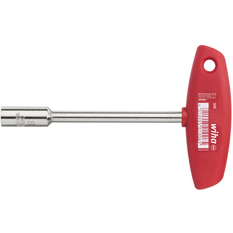 Clé à douille avec manche en t Quatre pans mâle nickelé 6 mm (01005) - Wiha