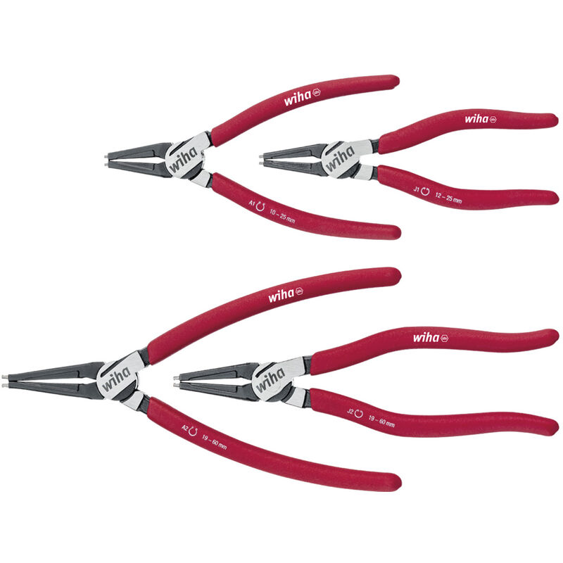 Wiha - pliers set Classic with MagicTips® (34708), 4 pcs. circlip pliers, pliers set, pliers range, Seegering pliers, circlip ring pliers