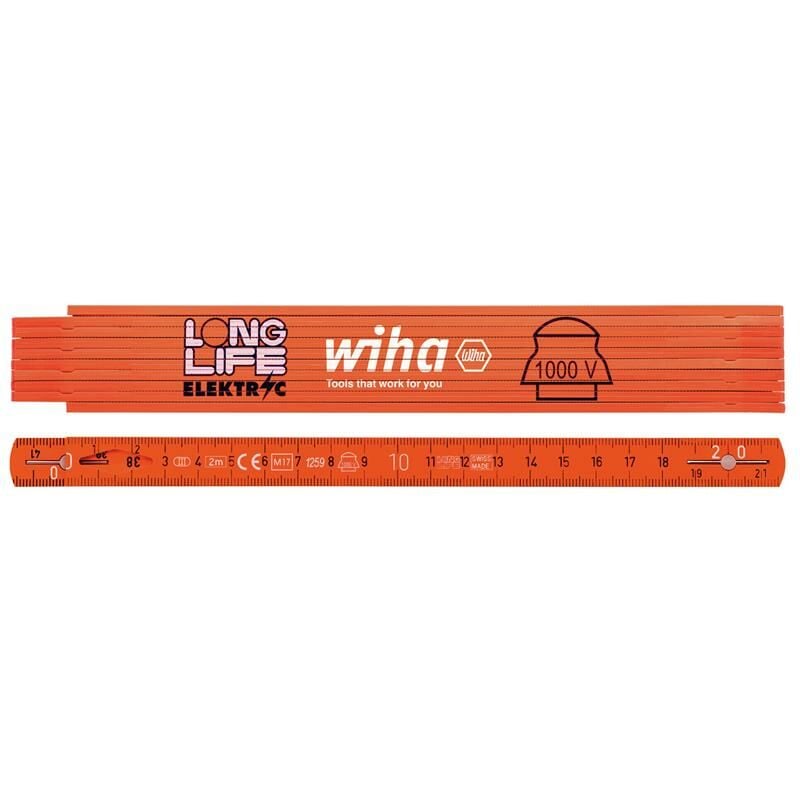 Longlife® Electrician's Folding Ruler 2m WHA42068 - Wiha