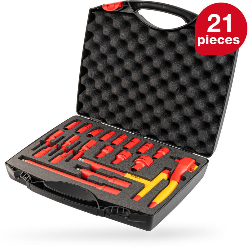 Insulated ratchet wrench set (43024) 21 pcs. i external hexagon 10mm - 31mm i internal hexagon 4mm - 10mm i 1/2 inch i incl. tool case - Wiha