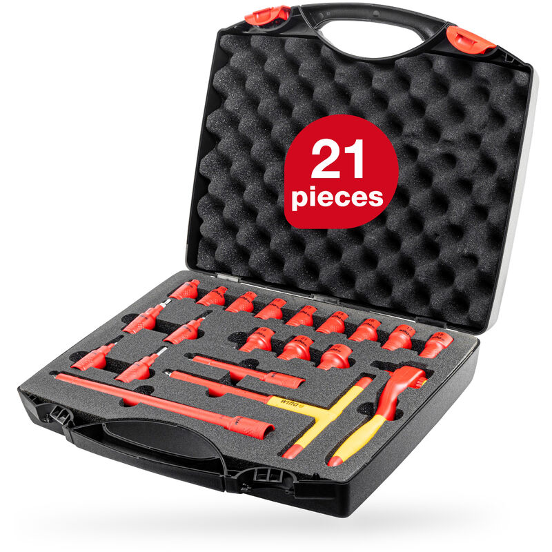 Wiha - insulated ratchet wrench set (43023) 21 pcs. i external hexagon 10mm - 31mm i internal hexagon 4mm - 10mm i 3/8 inch i incl. tool case