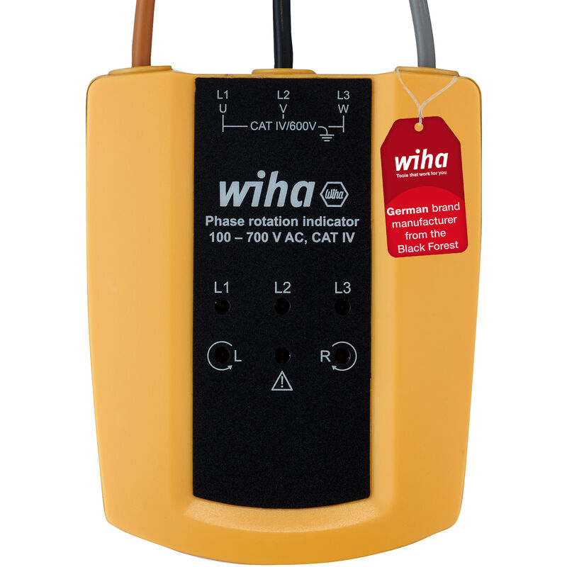 Wiha - Rotational field indicator 100 - 700 v ac, cat iv i 3 phases with a single test i led display (45221)