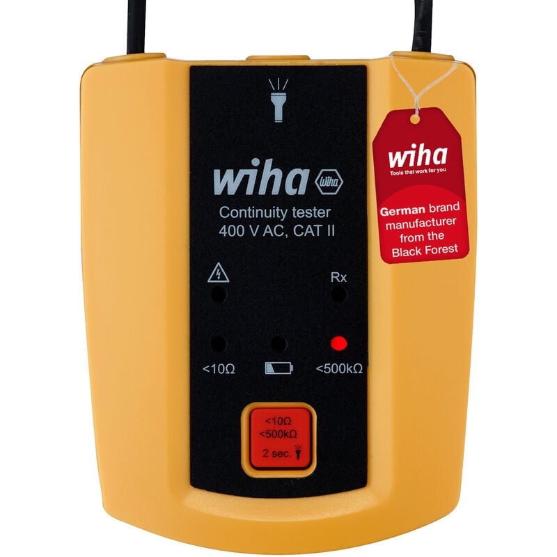 Wiha continuity tester with sound up to 400 V AC, CAT II incl.2x AAA batteries I with flashlight function I LED display (45222)