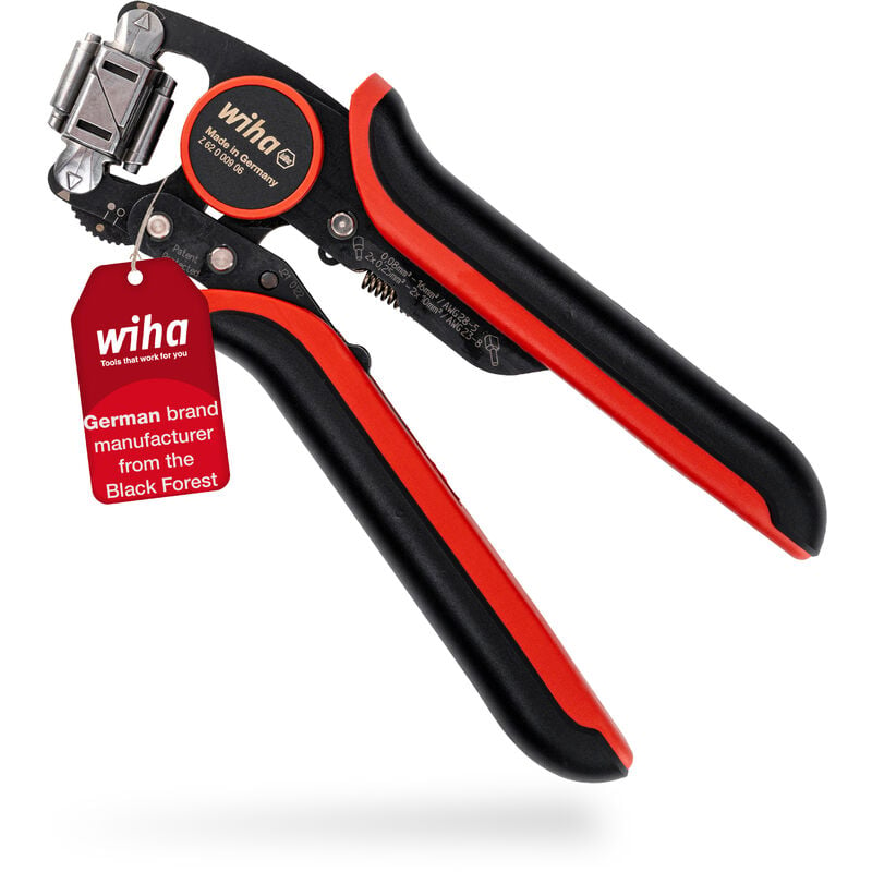 Wiha - professional crimping pliers with 360° rotating crimping head i square crimping automatic adjustment to the wire end sleeve size 0.08 to 16mm²