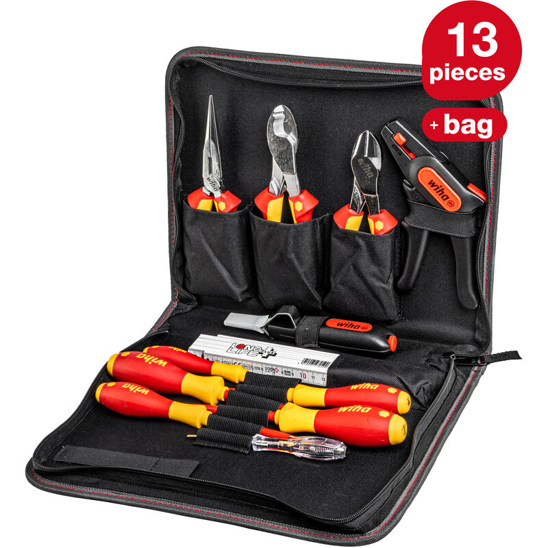 Electrician's tool set mixed 13 pcs. in bag (36389) - Wiha