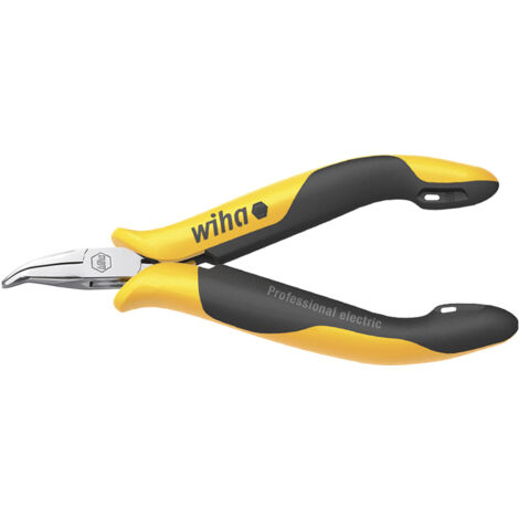 Wiha Alicates de boca semi-redonda Professional ESD con forma curvada, aprox. 45° 120 mm, 4 3/4" (26802)