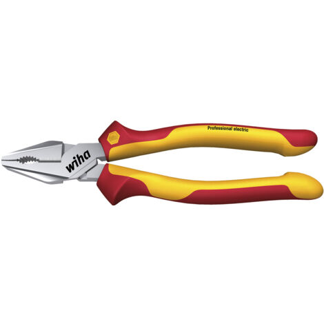 Wiha Alicates universales Professional electric con DynamicJoint® y OptiGrip con filo de corte extralargo 200 mm, 8" (26714)