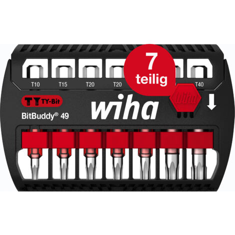 Wiha Bit Set BitBuddy 7-tlg. I TY-Bit 49 mm I TORX 1/4" E6,3 I Zubehör für Schraubanwendungen I Impact- und Schlagschraubergeeignet (42115)